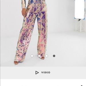 Wide leg trouser multi sequin